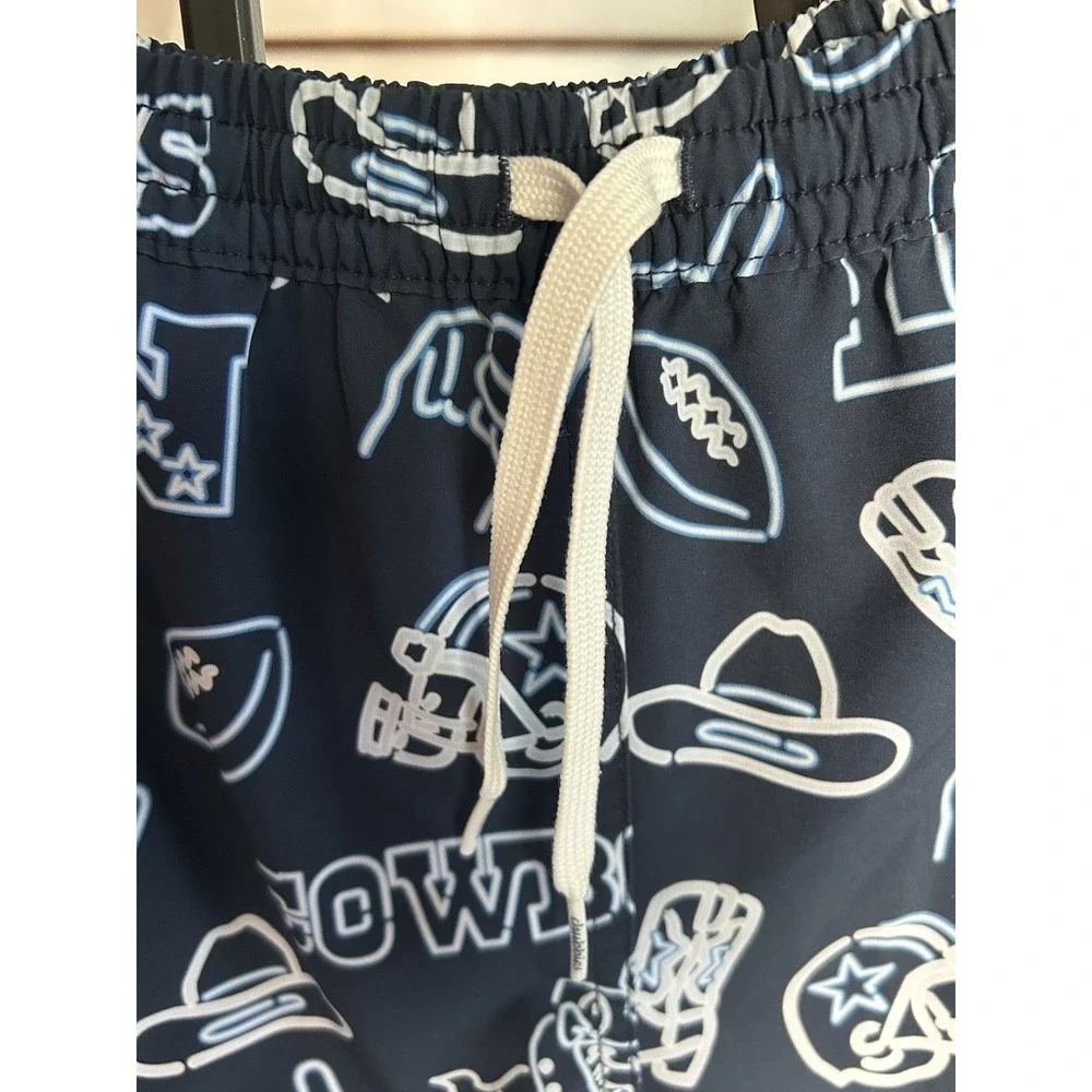 Y Boy's Medium 10-12 Chubbies Dallas Cowboys Swim Trunks Swimsuit  Neon Cowboys